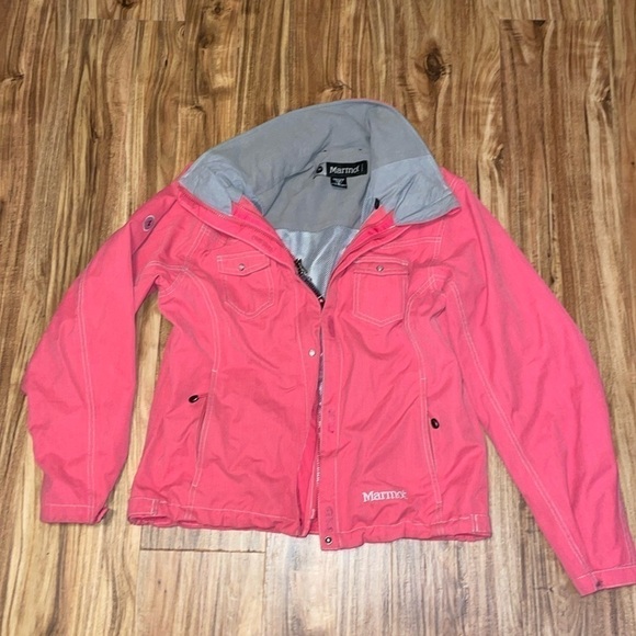 Marmot womens Large 12 14 jacket coat ski pink insulated utility zip snow pocket - Picture 1 of 10